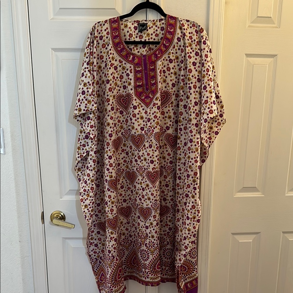 Piel Colorful Patterned Kaftan Lounge Dress One Size